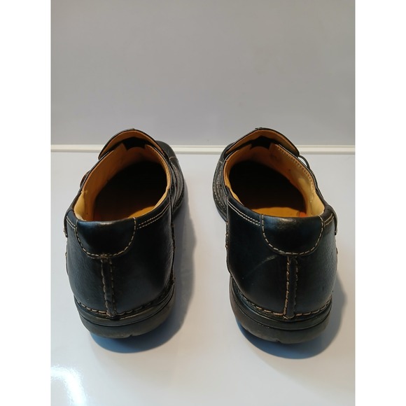 Clarks Unstructured Black Leather Slip On Mules Clogs Button size 9 - Picture 4 of 6